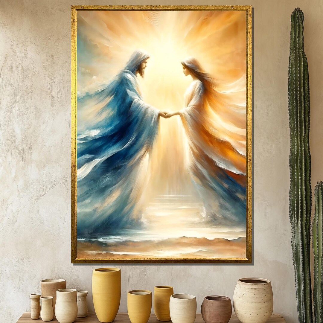 Virgin Mary and Jesus Canvas Painting, Spiritual Christian Wall Art ...