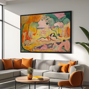 Pintura em tela Henri Matisse 'Le Bonheur de Vivre' - obra-prima de arte icônica - presente ideal para entusiastas da decoração de casa moderna