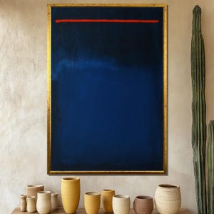Mark Rothko Canvas Painting, Abstract Blue and Red Minimalist Wall Art for Modern Interiors, Bold Color Field Artwork, Art Gift