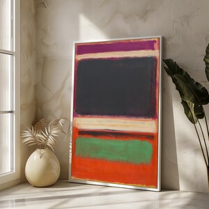 Bold Mark Rothko Canvas Painting - Vibrant Layers of Purple, Black, and Green, Expressive Modern Art Gift for Contemporary Interiors