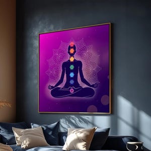 Chakra Energy Mandala Canvas Art – Yoga Meditation Wall Decor, Spiritual Home Decor, Yoga Decor, Ready to Hang Zen Art, Art Gift
