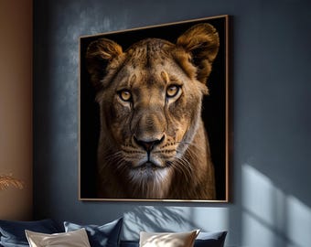 Stunning Lioness Canvas Painting - Perfect Gift for Animal Lovers and Home Decor | Powerful Wildlife Art