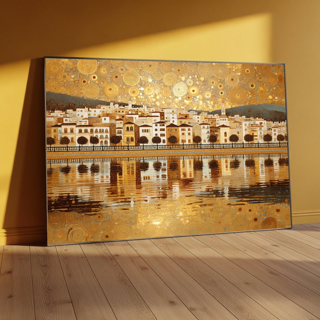 gustav-klimt-cityscape-canvas-golden-abstract-architecture-wall-art