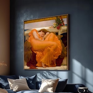 Flaming June by Frederic Leighton - Timeless Art Nouveau Canvas Painting - Elegant Home Decor and Perfect Gift Option