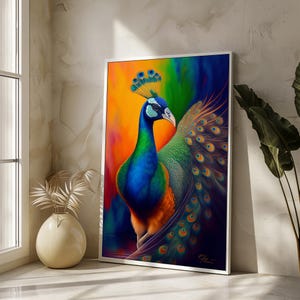 Vibrant Peacock Canvas Art, Exquisite Blue and Green Feathers with Stunning Details, Perfect Statement Piece for Luxurious Home Decor