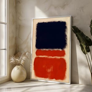 Mark Rothko Dark Blue and Red Abstract Canvas Art - Bold Color Blocks for Modern Wall Decor - Unique Gift Idea