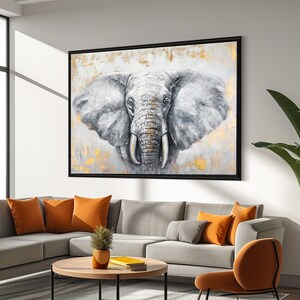 Majestic Elephant with Gold Accents | Elegant Wildlife Canvas Art | Perfect Gift for Nature Lovers and Home Decor