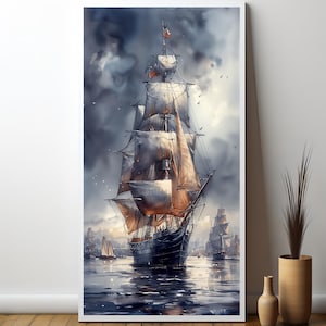 Historic Sailing Ship Canvas Art – Vintage Nautical Painting, Maritime Wall Decor for Ocean Lovers