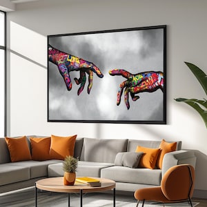 Graffiti Hands Creation Canvas Art - Bold Urban Street Style, Colorful Pop Art Wall Decor, Modern Abstract Hand Art Print