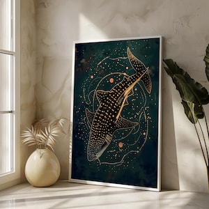 Whale Shark Canvas Print, Cosmic Ocean Wall Decor, Whale Shark Art Print, Ready To Hang Artwork, Canvas Art Decor, Perfect Gift