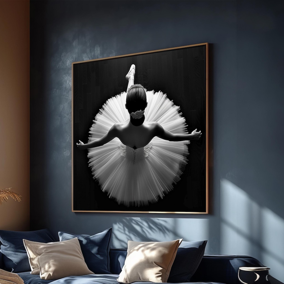 Elegant Ballerina Canvas Painting Gift - Black and White Dance Art for ...