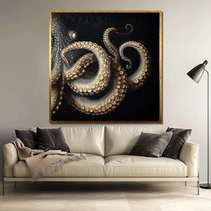 Octopus Tentacles Canvas Painting, Nautical Marine Life Wall Art, Deep Sea Ocean Decor, Octopus Canvas, Coastal Artwork, Unique Gift