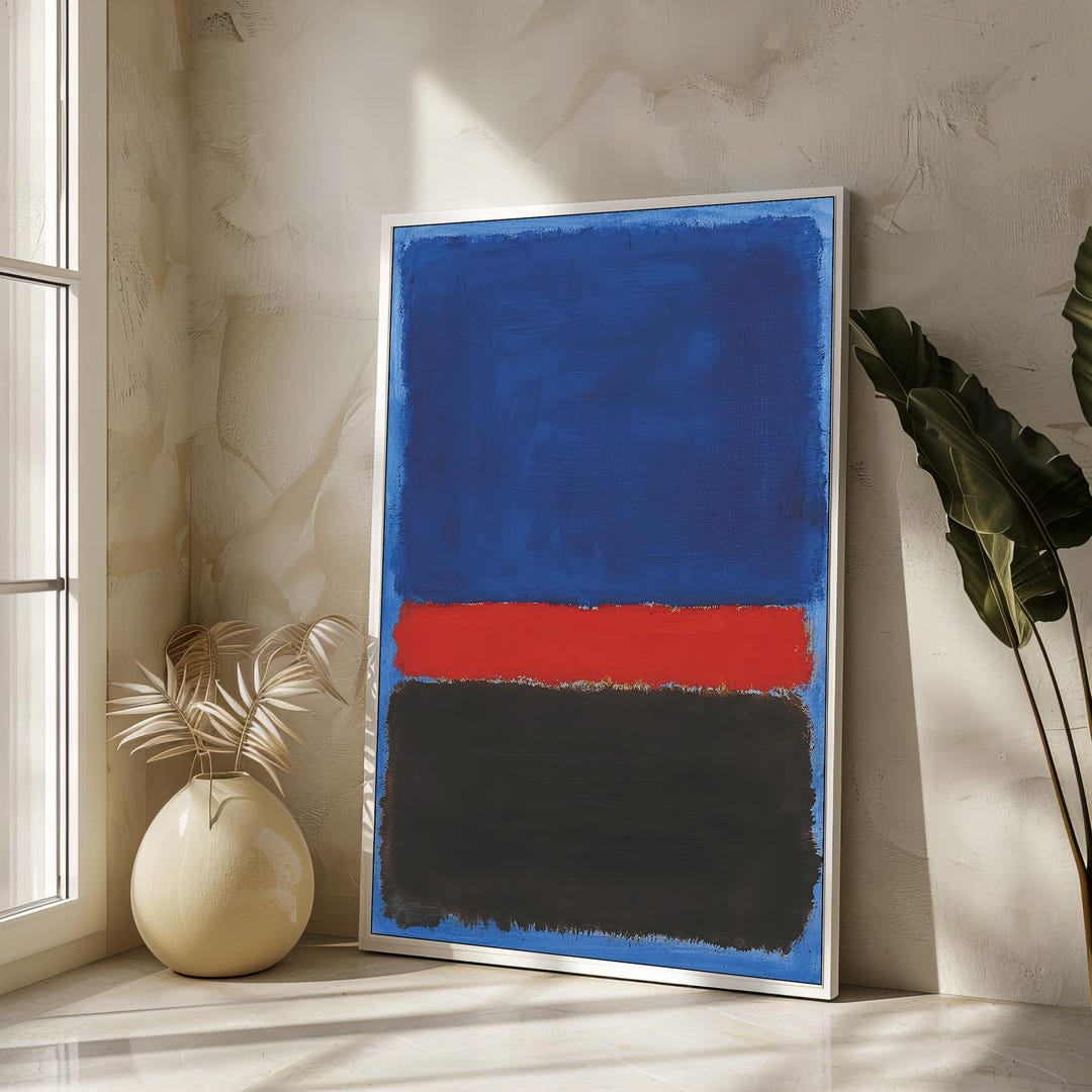 Mark Rothko Blue Red Mark Rothko Blue, Red, and Black Canvas Painting - Abstract ...