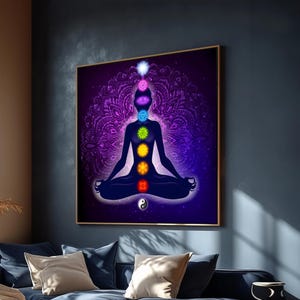Chakra Meditation Canvas Print, Vibrant Wall Decor for Spiritual Healing & Zen Energy, Chakra Art Print, Living Room Decor, Perfect Gift