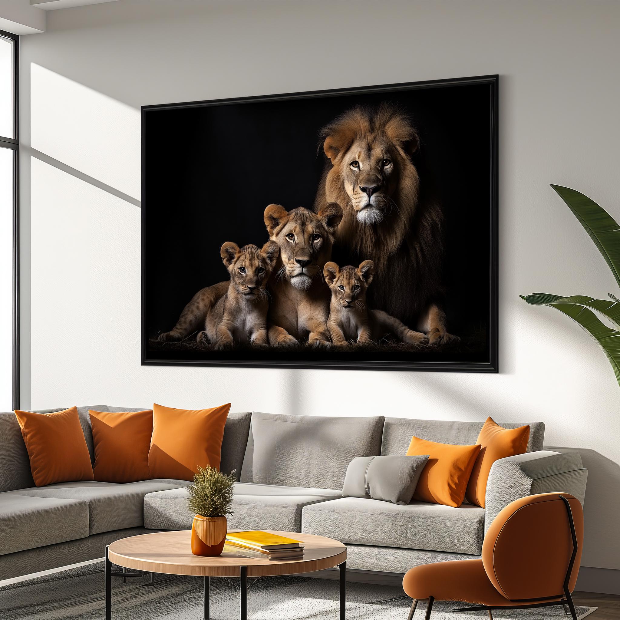 Beautiful Lion Family Canvas Painting - Perfect Gift for Strength and Unity | Majestic Wildlife Art