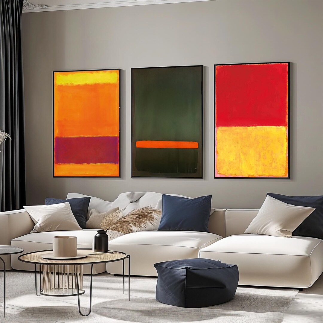 Mark Rothko Trio Set - Bold Orange, Red, and Green Abstract Canvas ...