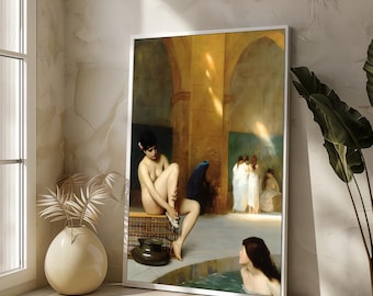Women at the Roman Baths by Jean-Léon Gérôme - Elegant Historical Canvas Art - Timeless Wall Decor and Art Lover&#39;s Gift
