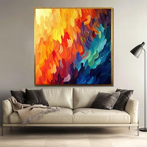 Brush Stroke Canvas Painting, Colorful Abstract Wall Art, Modern Home Decor, Vibrant Expressionist Gift for Art and Color Lovers