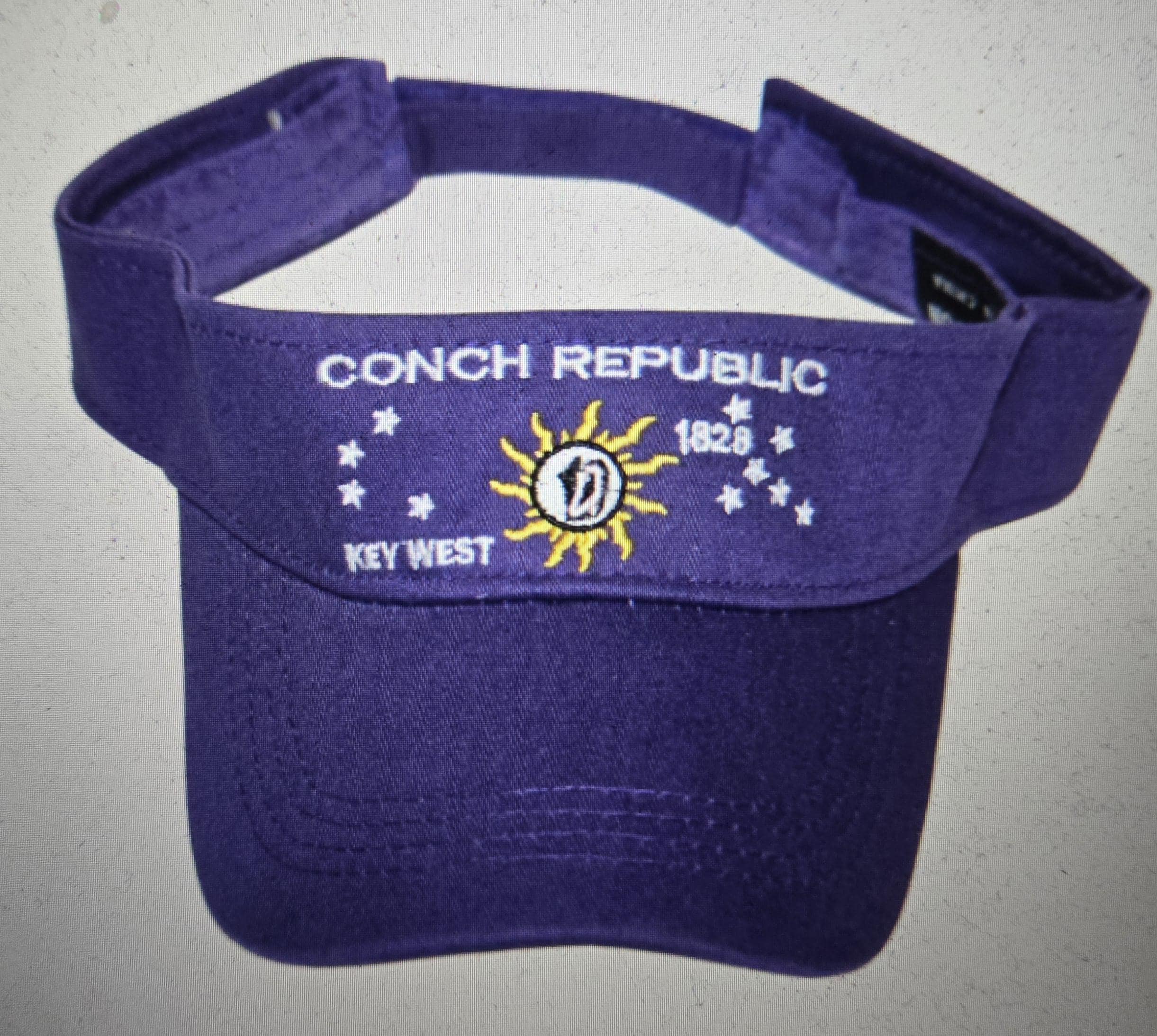 Conch Republic Key West Purple Embroidered Visor, image size:2442x2188