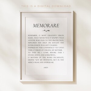Memorare Prayer Digital Download, Catholic Home Art Design, Catholic Wall Decor, Catholic Minimalist, Neutral Catholic Gift