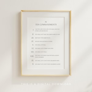 Ten Commandments Digital Download, Catholic Home Art, Catholic Wall Decor, Catholic Minimalist Gift, Neutral Catholic Gift, 10 Commandments