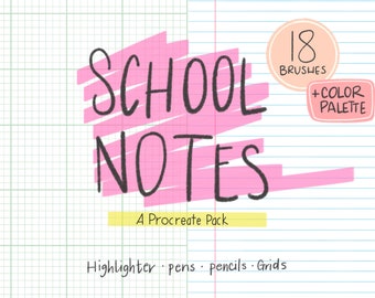 School Notes Procreate Brush Pack + Color Palette