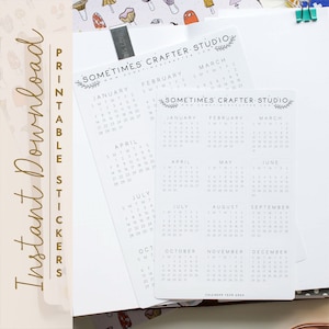 Printable 2024 Modern Minimalist Mini Monthly Calendars 2024 Calendar Sticker Sheet 5x7 4x6 Planner Bijou Bullet Journal image 1