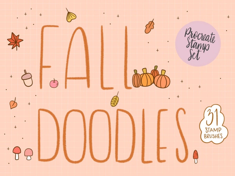 Fall Doodles Stamp Brush Set for Procreate image 1