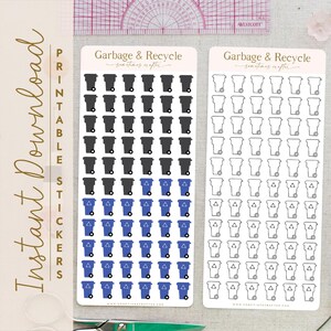 Printable Garbage & Recycle Planner Sticker Sheets| Planner Stickers | Instant Download | Planner Bijou Bullet Journal