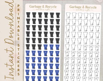 Printable Garbage & Recycle Planner Sticker Sheets| Planner Stickers | Instant Download | Planner Bijou Bullet Journal