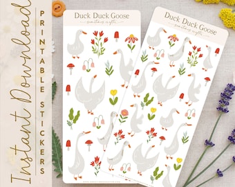 Duck Duck Goose Planner Stickers: Hand-Drawn Sticker Sheets (Digital Download)