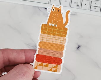 Cozy Quilter Cat Vinyl Sticker | Quilting Decal for Planners and Laptops