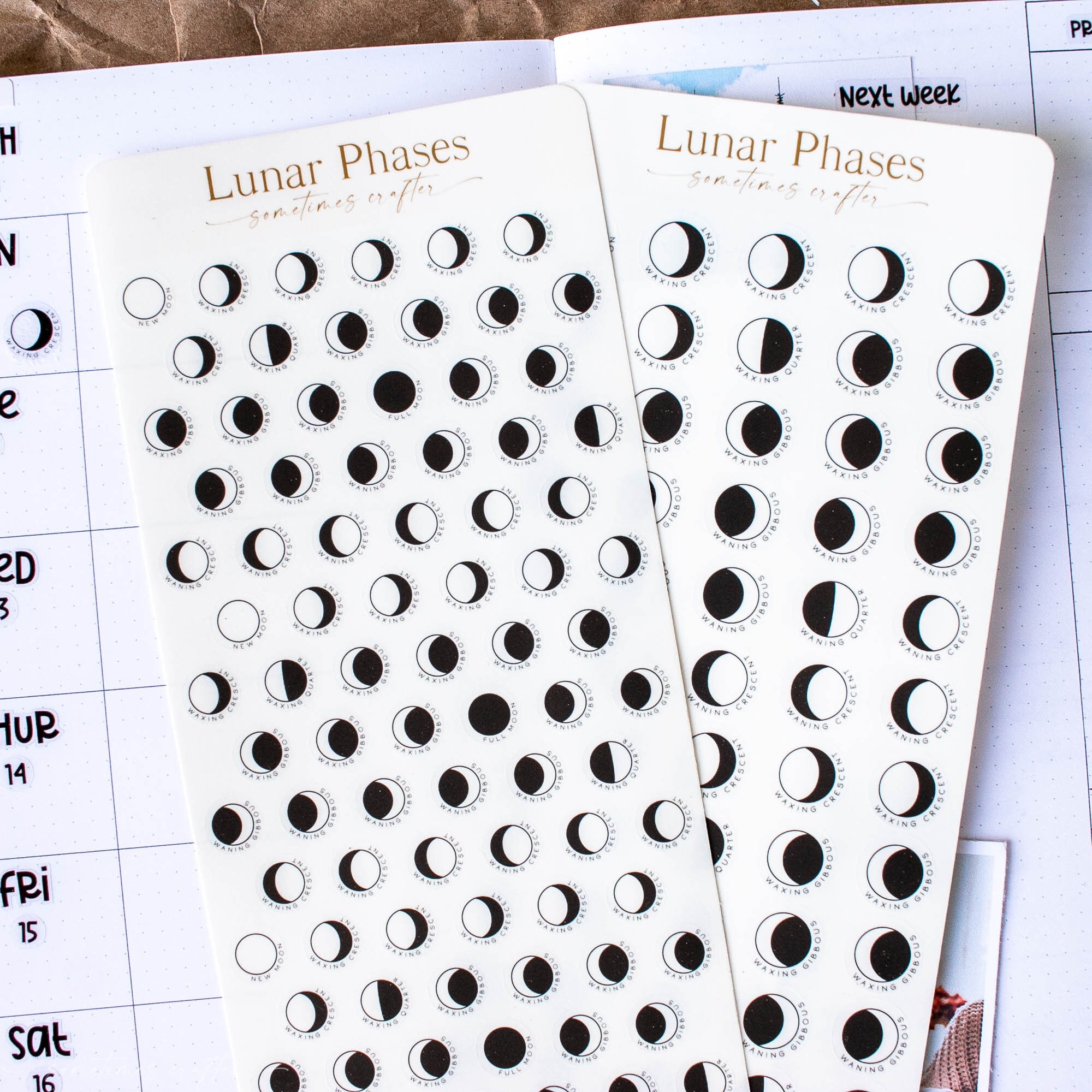 Printable Moon Phases Planner Sticker Sheets| Planner Stickers ...