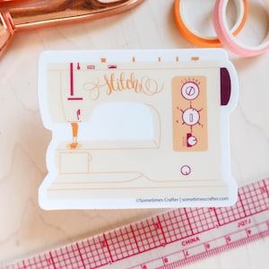 Vintage Sewing Machine Waterproof Vinyl Decal | Weatherproof Waterproof Sticker