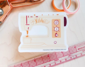 Vintage Sewing Machine Waterproof Vinyl Decal | Weatherproof Waterproof Sticker