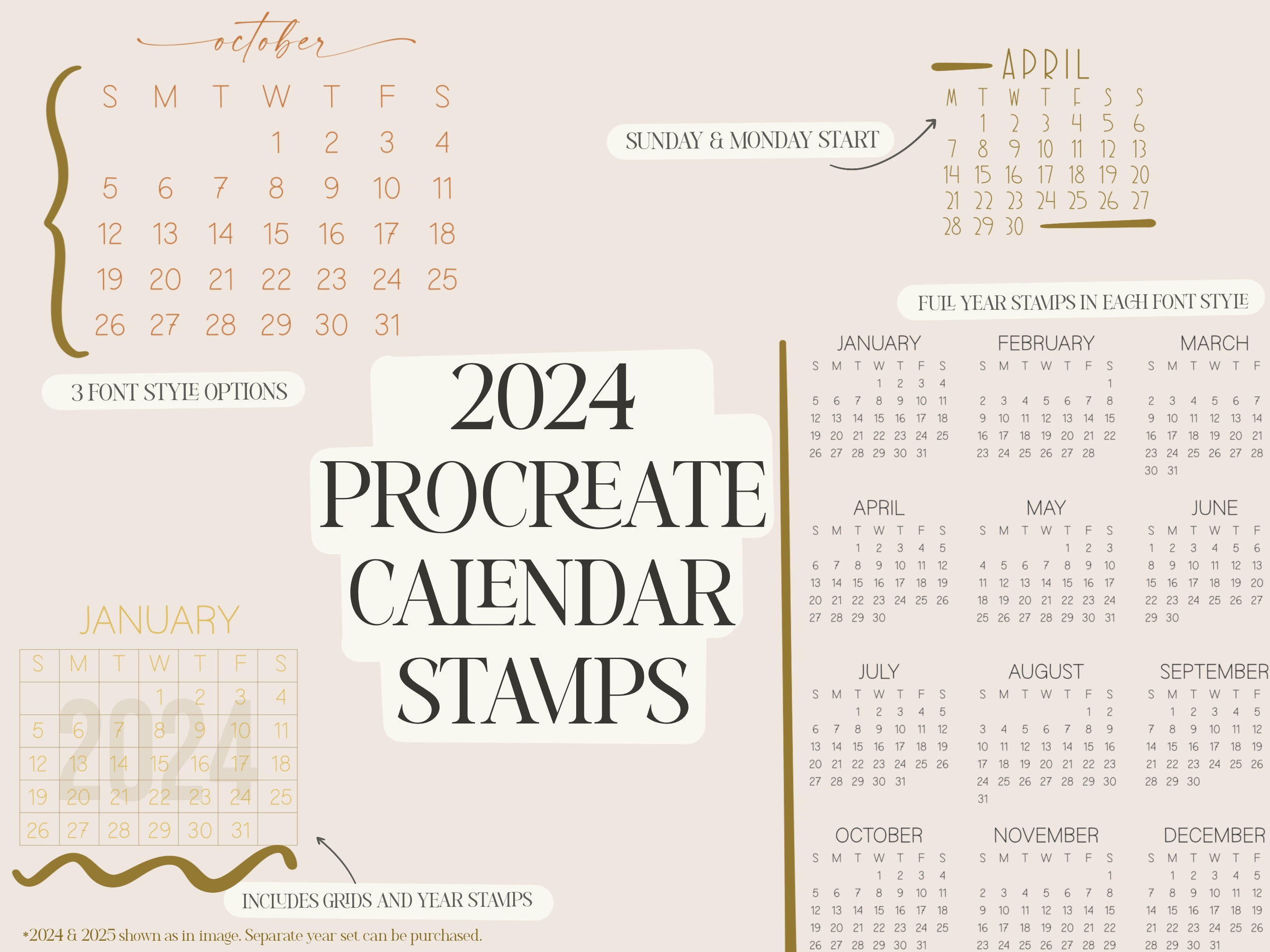 Procreate Stamps Mini Calendar Kit 2 (1466259)