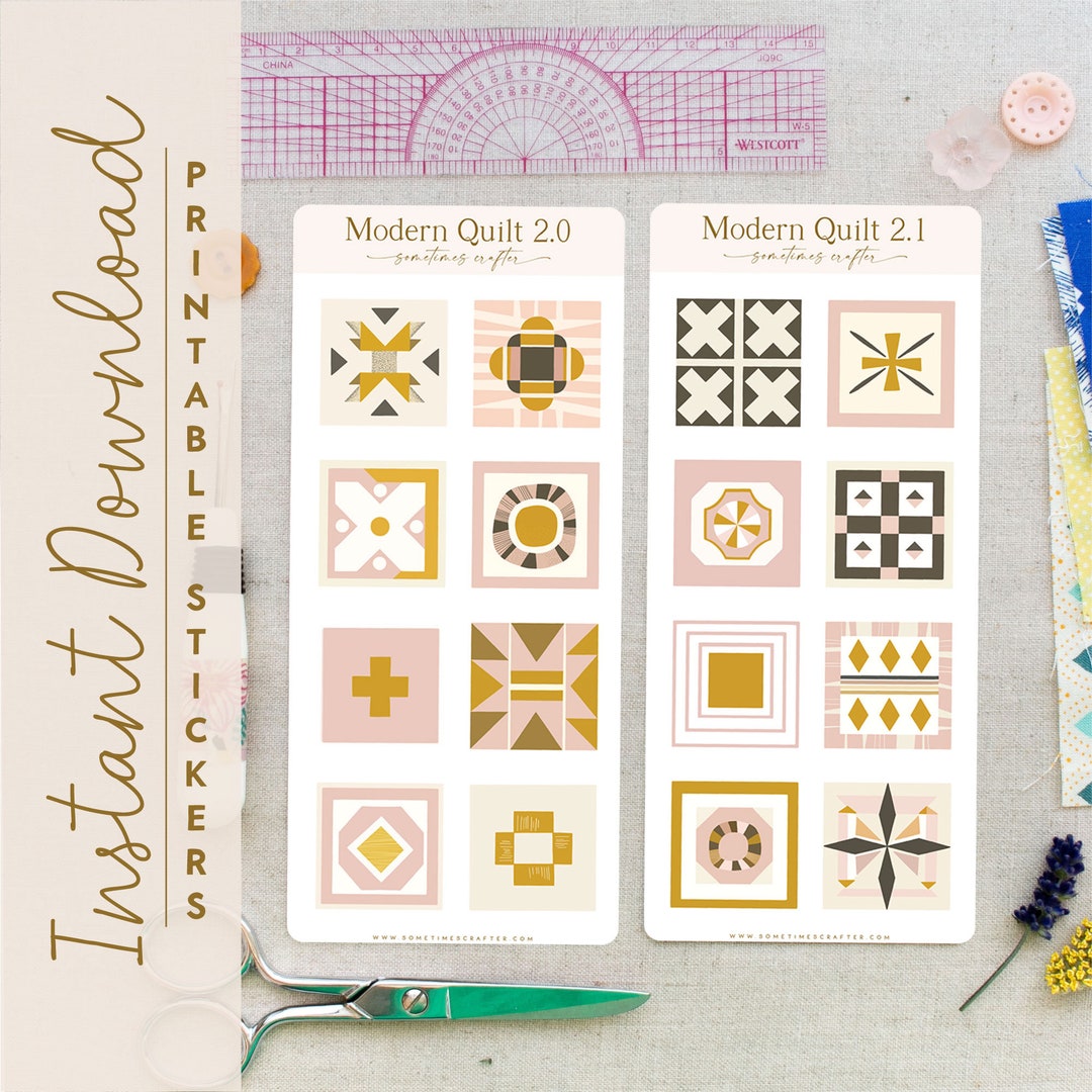Printable Modern Quilt Blocks Stickers Version 2.0 Quilt Sticker Sheet ...
