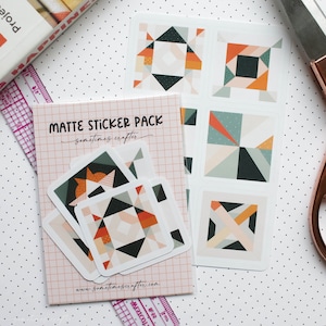 Modern Quilt Blocks Stickers Quilt Sticker Sheet Matte Sticker Set Sticker Pack image 1