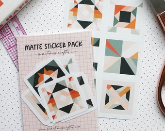 Modern Quilt Blocks Stickers: Matte Sticker Sheet or Sticker Set