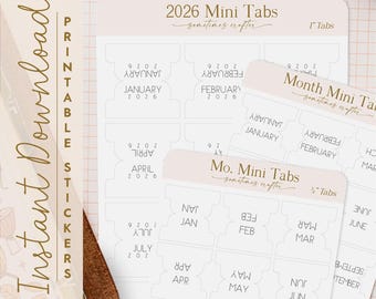 2026 Planner Tabs: Mini Monthly Stickers (Digital Download)