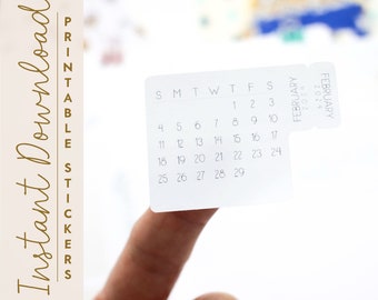 Printable 2024 Modern Minimalist Tab Calendar | 2024 Calendar Sticker Sheet | 5x7 4x6 Sticker Sheet | Planner Bijou Bullet Journal