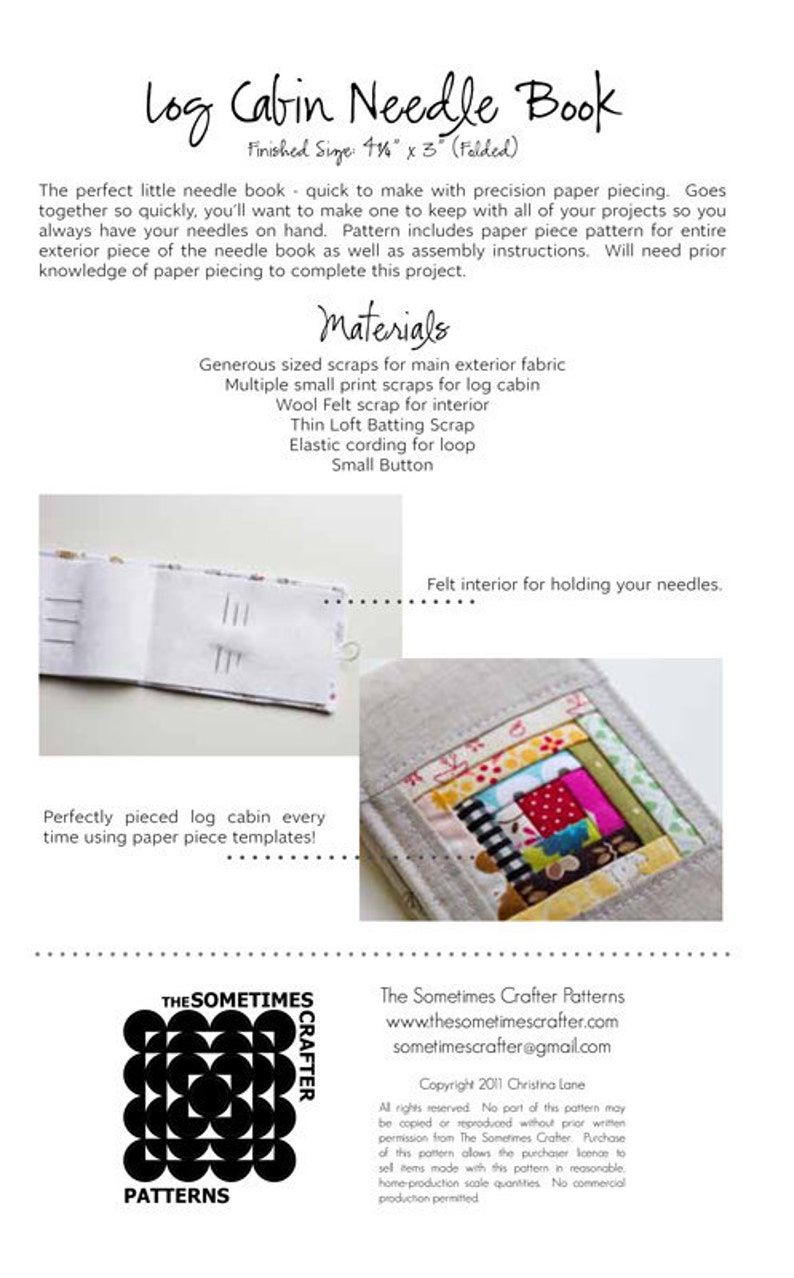 Log Cabin Needle Book Pattern PDF Sewing Pattern image 5
