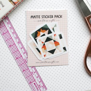 Modern Quilt Blocks Stickers Quilt Sticker Sheet Matte Sticker Set Sticker Pack image 3