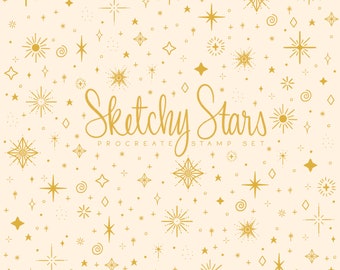 Sketchy Stars | A Hand Drawn Procreate Stamp Brush Set | 14 New Brushes Added!