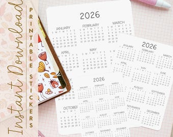 2026 Minimalist Calendar: Year At A Glance Printable (Digital Download)