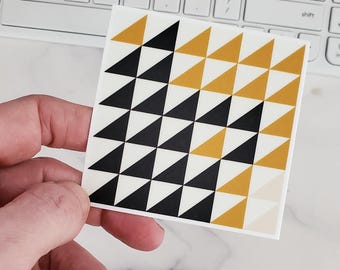 Modern Quilt Block Vinyl Sticker - Geometric Triangle Design | Quilter Gift | Planner & Laptop | Waterproof, Waterproof