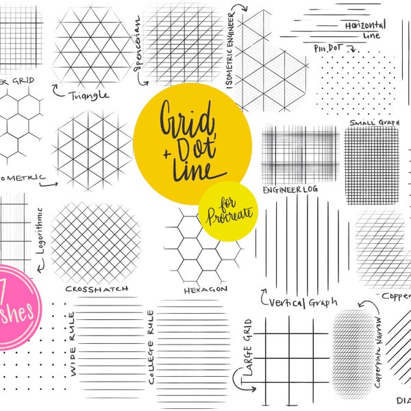 Grid, Dot & Line Procreate Brush Set