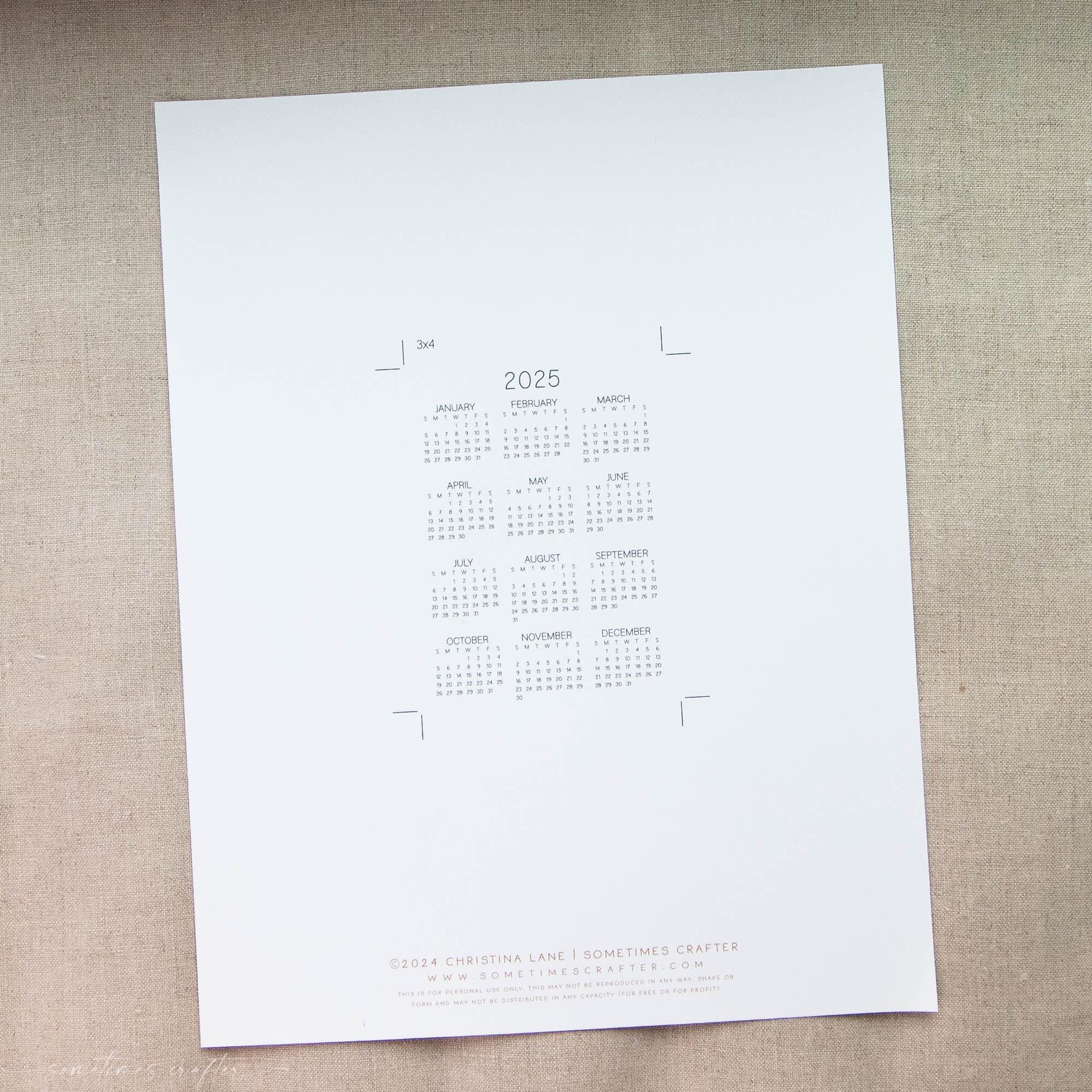 2026 Minimalist Calendar: Year at A Glance Printable (digital Download ...