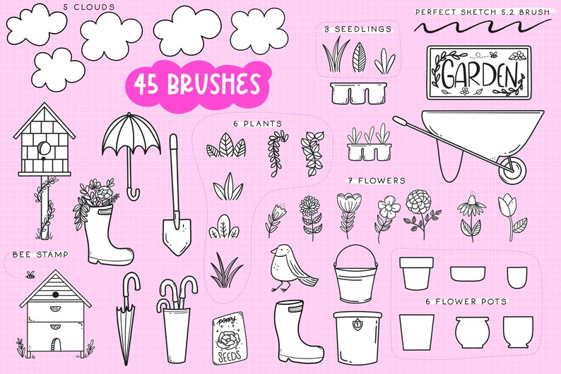 Summer Garden Procreate Stamp Brush Set image 2