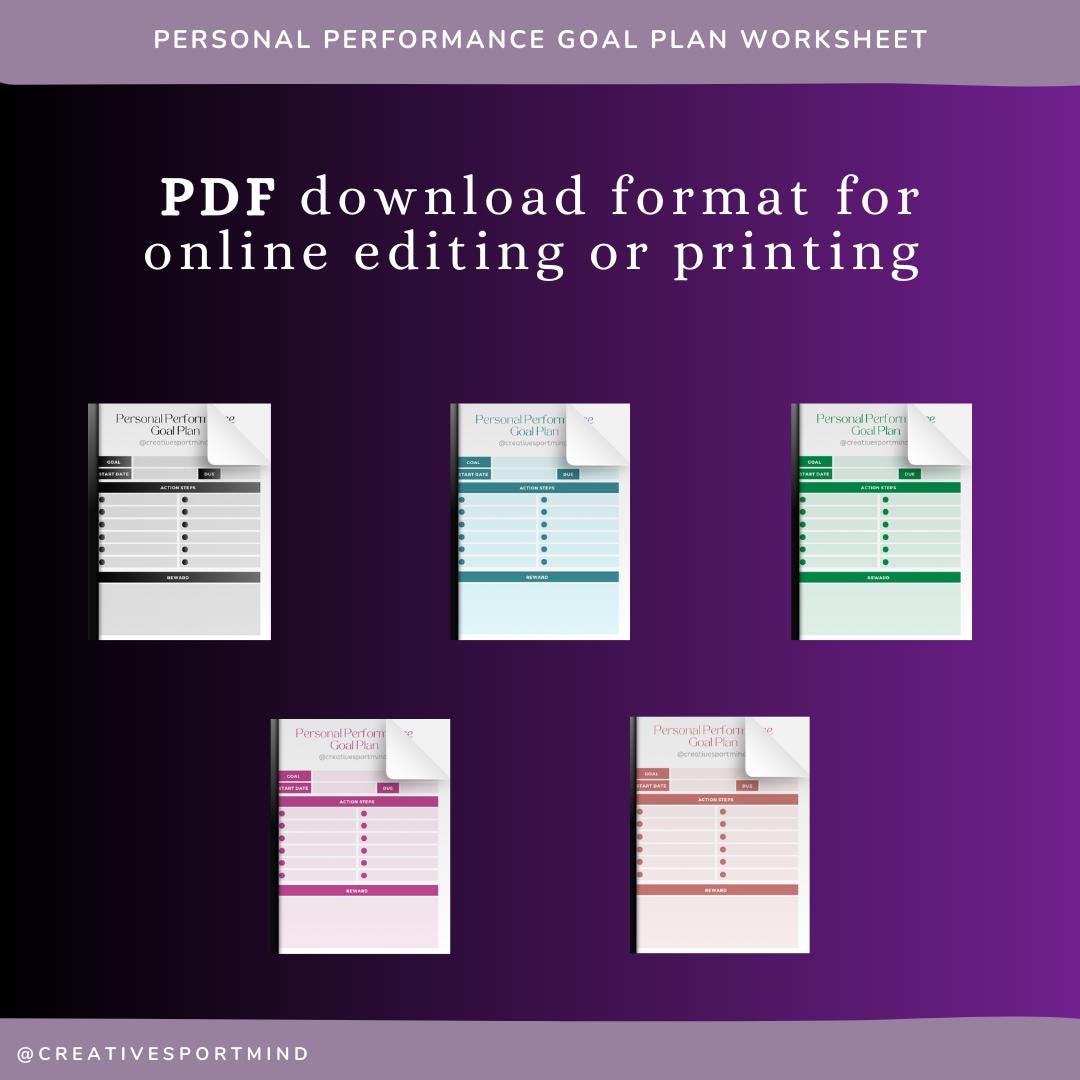 Athlete Goal Plan Worksheet: Performance Improvement (editable PDF) - Etsy